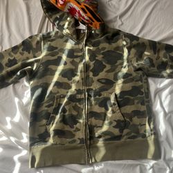 BAPE 1st Camo Shark Full Zip Hoodie 'Green'