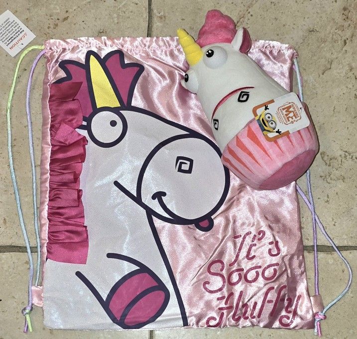Despicable Me Fluffy Unicorn Bag and Plushi