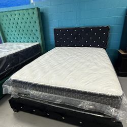 Queen bed Frame With Mattress Set Pillow Top On Sale For: 