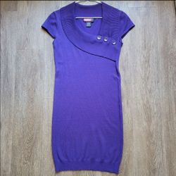 Purple Knit Sweater Dress Short Sleeve