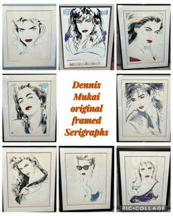 Collection of Dennis Mukai Serigraph Artist Proof / Proof in Progress / Poster 9 total Framed