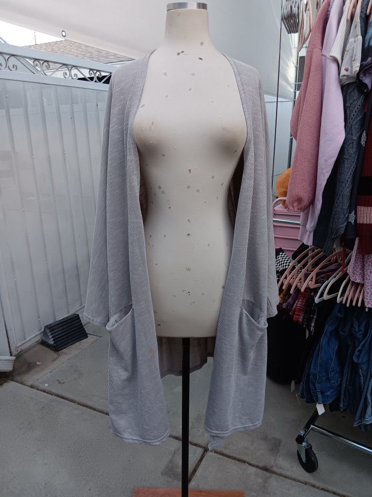 Grey Stripped Cardigan