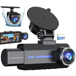 Brand New Dash Cam Front and Rear, 2.5K+1440P Triple Car Camera with 32GB Card, 3 Channel Dash Camera for Cars, G-Sensor, 3.16" IPS Screen, 24Hr Parki