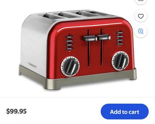 **Move Out Sale** Cuisinart Toasters 4 Slice Metal Classic Red Toaster