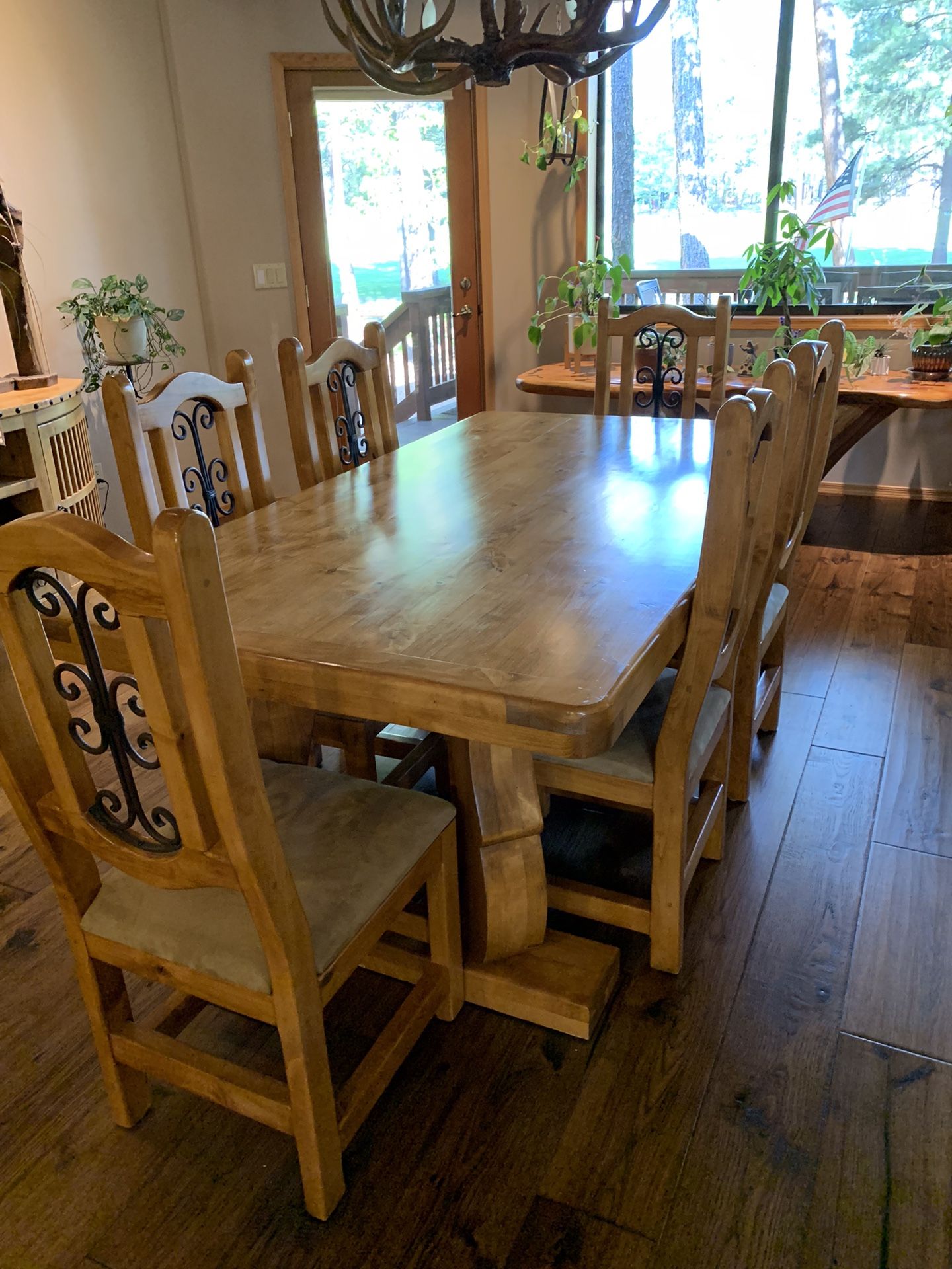 Custom Made Solid Wood Dining Table With Matching Chairs For 6.