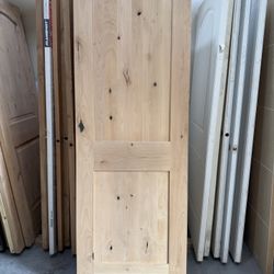 Interior doors shaker two panel alder unfinished wood (1)28x80 bedroom doors closet doors.  I have (1) 28x80solid knotty alder unfinished. Door slabs 