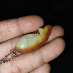 14k Gold & Jade Fish Pendant 