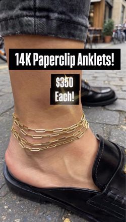 14K Paperclip Anklets