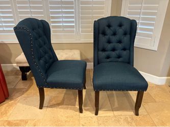 Blue Fabric Dining Chairs (set of two)