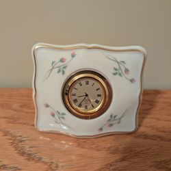 Lenox Rose Manor Small Clock with Pink Roses