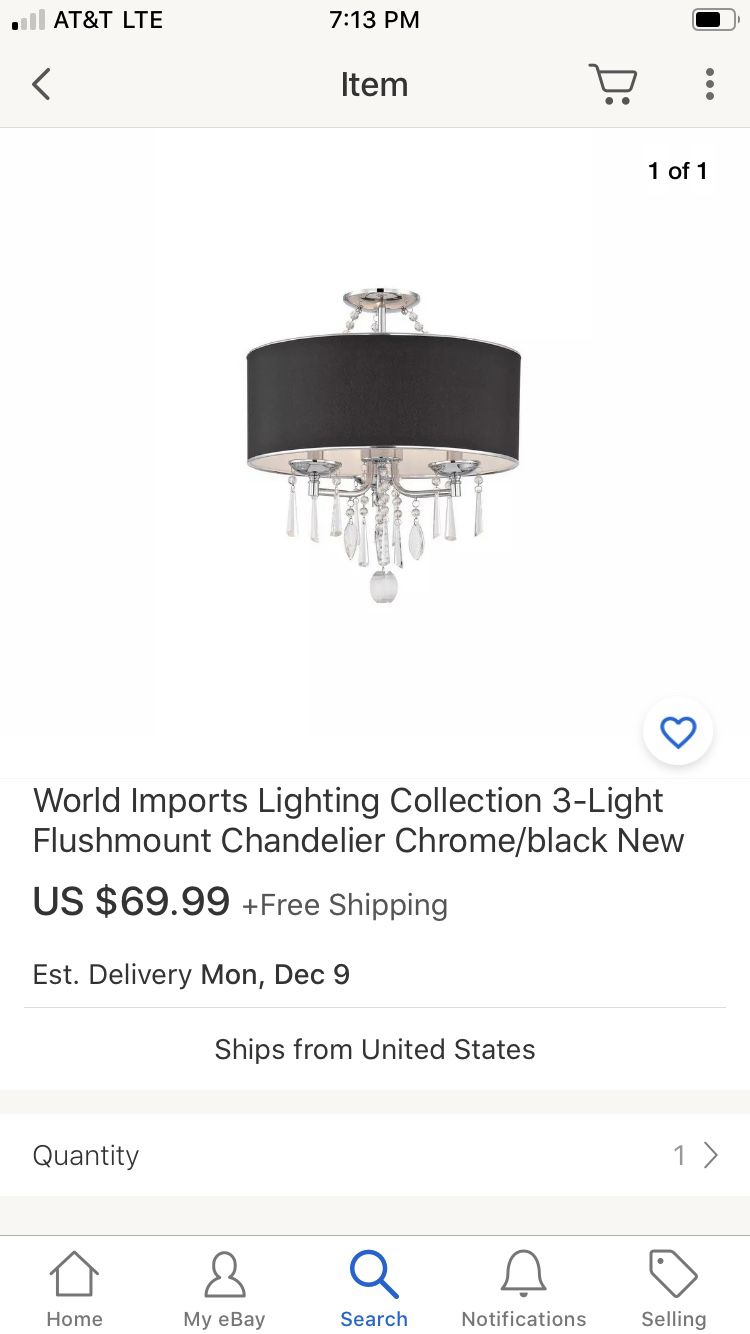 World Imports Lighting Collection 3-Light Flushmount Chandelier Chrome/black New