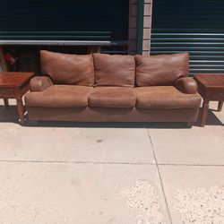 Brown Faux Leather Sofa Set. Sofa L87"W40"H31" (Free Delivery)