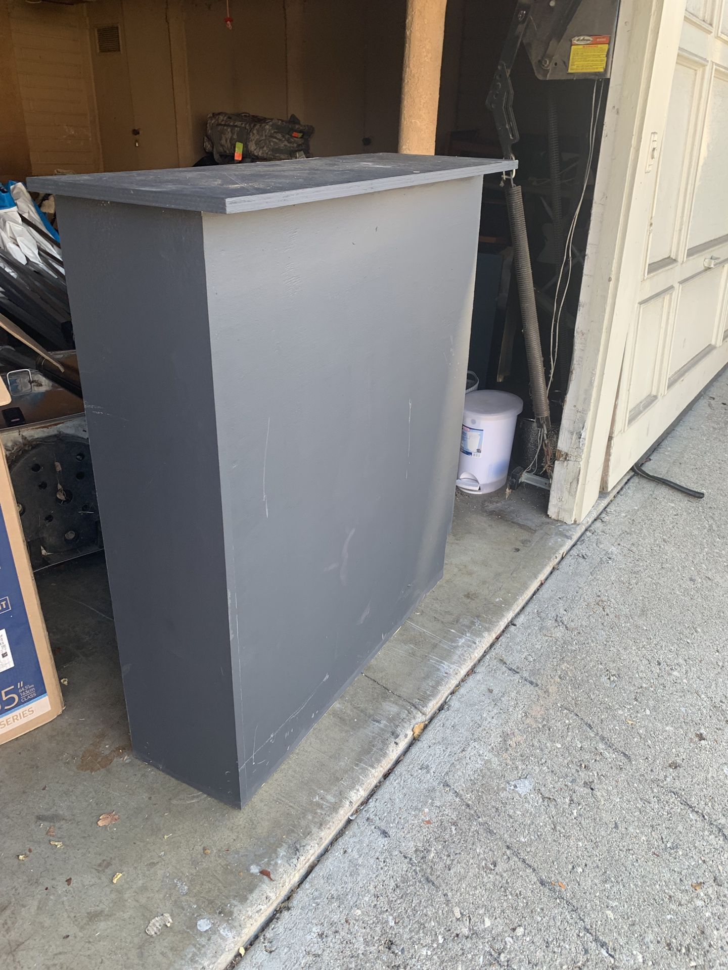 Newly built wooden black painted bar