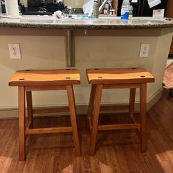 Wooden Bar Stools - Set Of 2