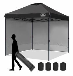 10x10 Pop-Up Canopy Tent, Waterproof, Portable Shade with Side Walls, Adjustable Instant Outdoor Shelter for Camping, Backyard, and Events, Black