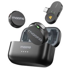 MAONO Wireless Lavalier Microphone for iPhone 17/16/15/Android/Tablet, USB C Mini Mic with 48KHz 24Bit, 300m Range, Voice Filter, Noise Cancellation, 