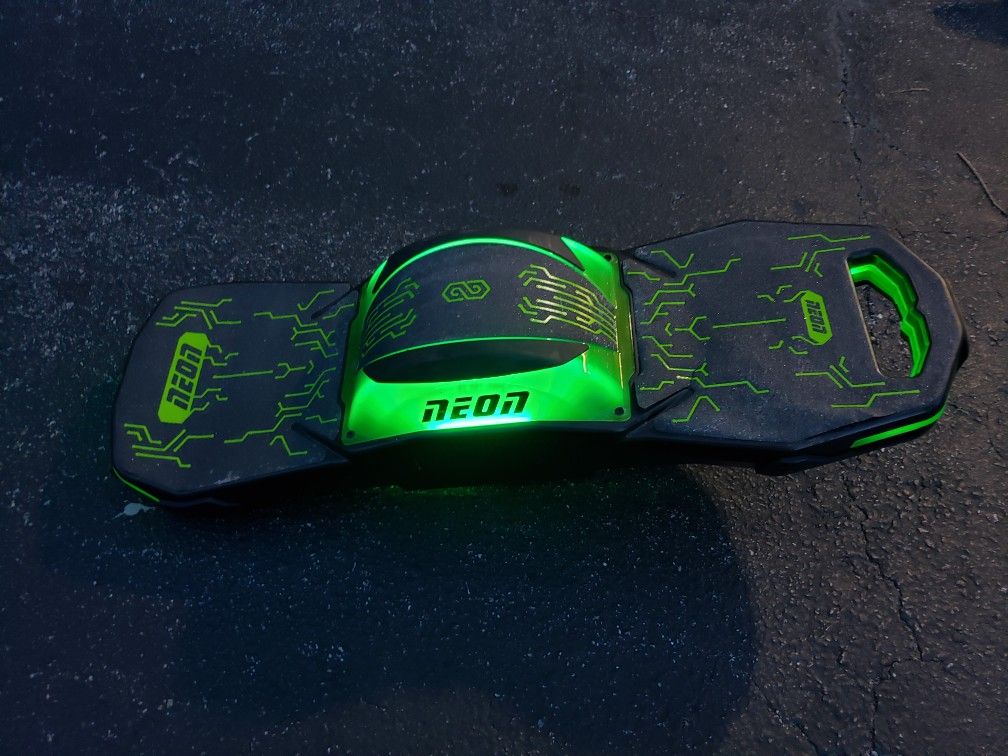 Neon Nitro 8 Green Lightup One Wheel Electric Skateboard LED Lights No Charger Damaged Tire
