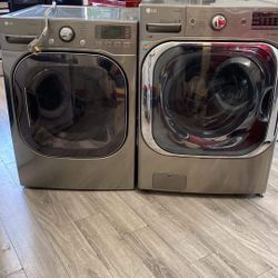 LG  Jumbo Washer And Electric Dryer Stainless Steel  Set For $820
