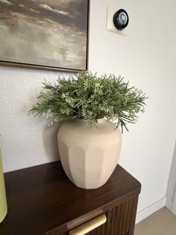 Large and Small Cream Speckled Floral Vases