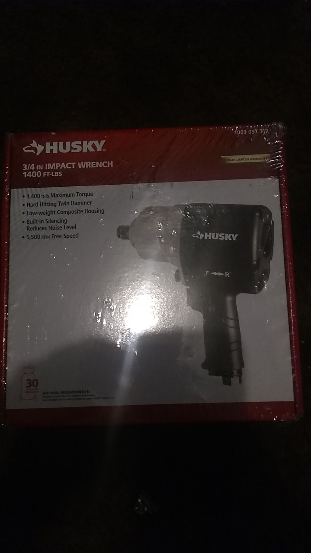 New Husky 3/4 inch impact wrench. Air tool