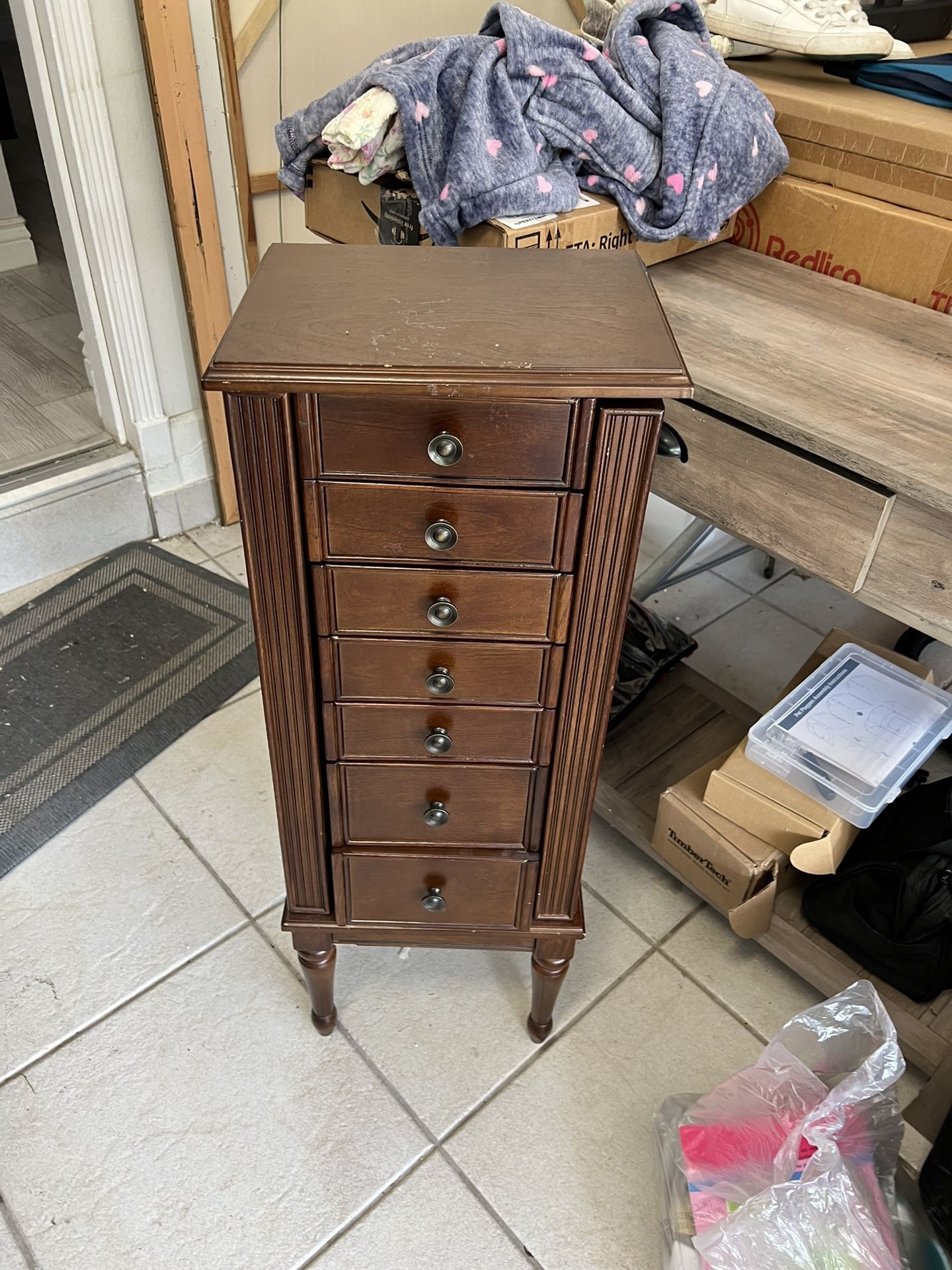 Brown Wood Jewelry Box Tall And Fits A lot