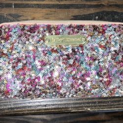 Betsey Johnson RARE Multicolor Sequin Zip Around Rectangular Wallet Winter 2014