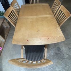 Wood Dining Table + 6 Chairs