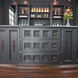 Buffet/Credenza/Sideboard Custom Painted In Black. Solid Construction, Gorgeous Piece