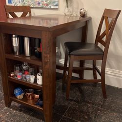 Kitchen/Dining table with storage and two chairs 