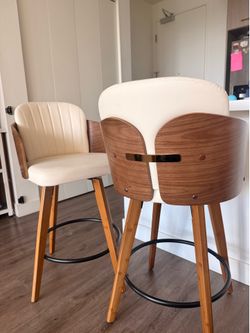 Solid walnut barstool chairs 360 swivel