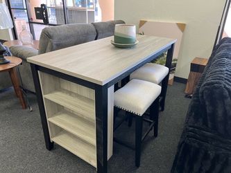 Counter Height Table with Shelves and Stool