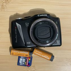 Canon Powershot SX130IS Black Digital Camera - Tested Works  Flash video photo all working. Batteries and memory card included