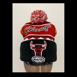 Mitchell & Ness Chicago Bulls Windy City Team IPom Beanie Hat New!