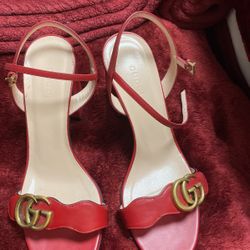 Leather Double G heeled  Sandals