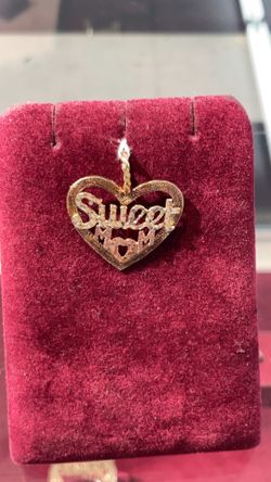 14k sweet mom heart pendant