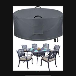 TAOCOCO Outdoor Patio Furniture Covers, 600D Waterproof Table Chair Set Covers, Round Table Dining Set, Heavy Duty Durable 72" DIAx27.5 H, Grey
