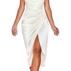 BRAND NEW! White Slit dress (large)