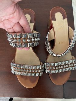 Christian Louboutin “Tina goes mad” brown with silver studs