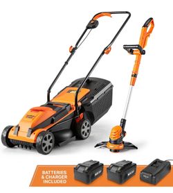 Lawn Master 20VMWGT 24V Max 13-inch Lawn Mower and Grass Trimmer 10-inch Combo with 2x4.0Ah Batteries and Charger