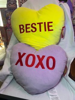 Sweethearts “Bestie” & “XOXO” Conversation Heart Pillow Bundle | Valentine’s Plush Set