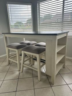 Modern Counter Height Dining Set w/ Storage + 4 Stools – Delivery Available