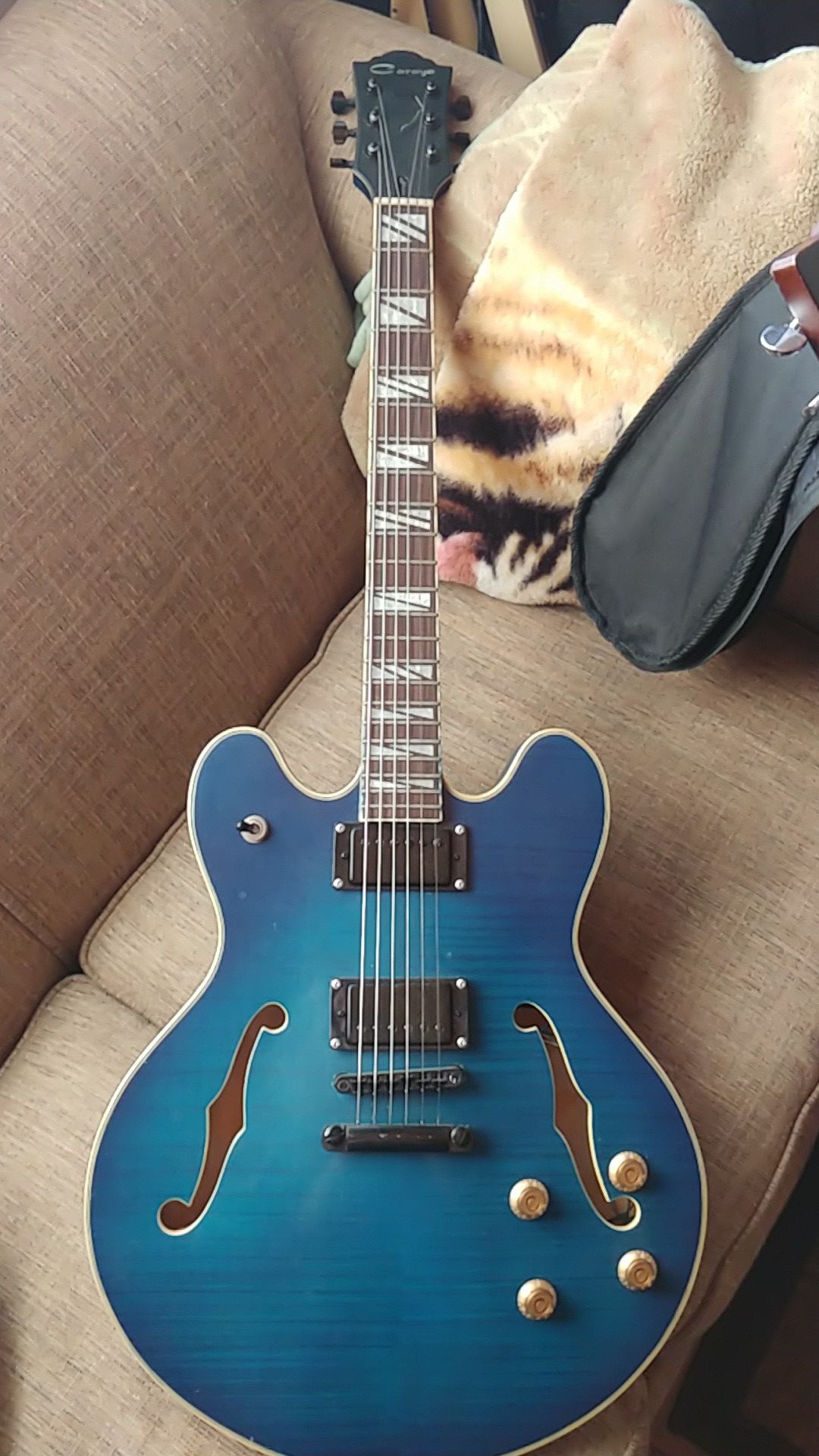 Blue 335 semi hollow electric guitar