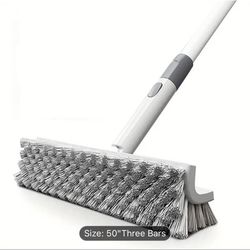 Double-Sided Floor Scrub Brush With Long Handle, Corner Crevice Cleaning Brush, Heavy Duty Stiff Brush For Cleaning Bathroom, Patio, Kitchen, Wall