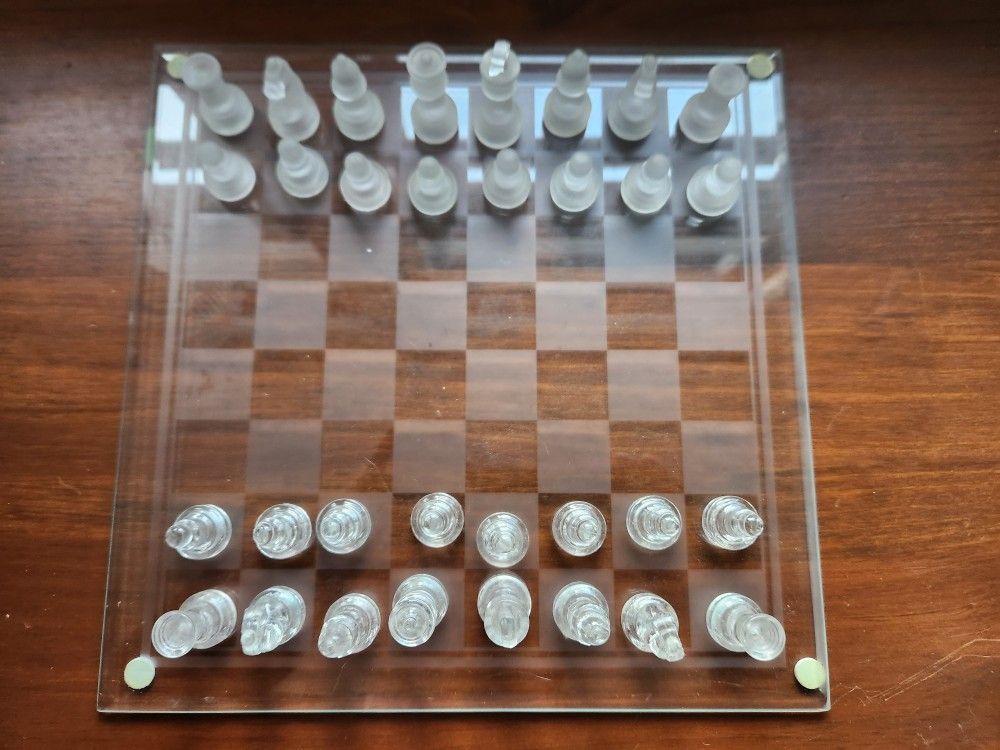 This frosted and clear glass chess set $100 obo