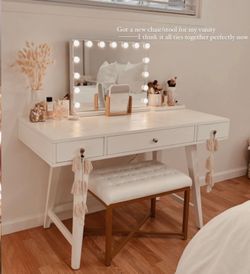 Vanity, Mirror, & Stool for sale