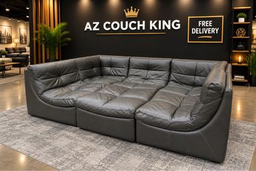 Luxury Z Gallerie Genuine Leather Modular Sectional Couch-FREE DELIVERY 🚚