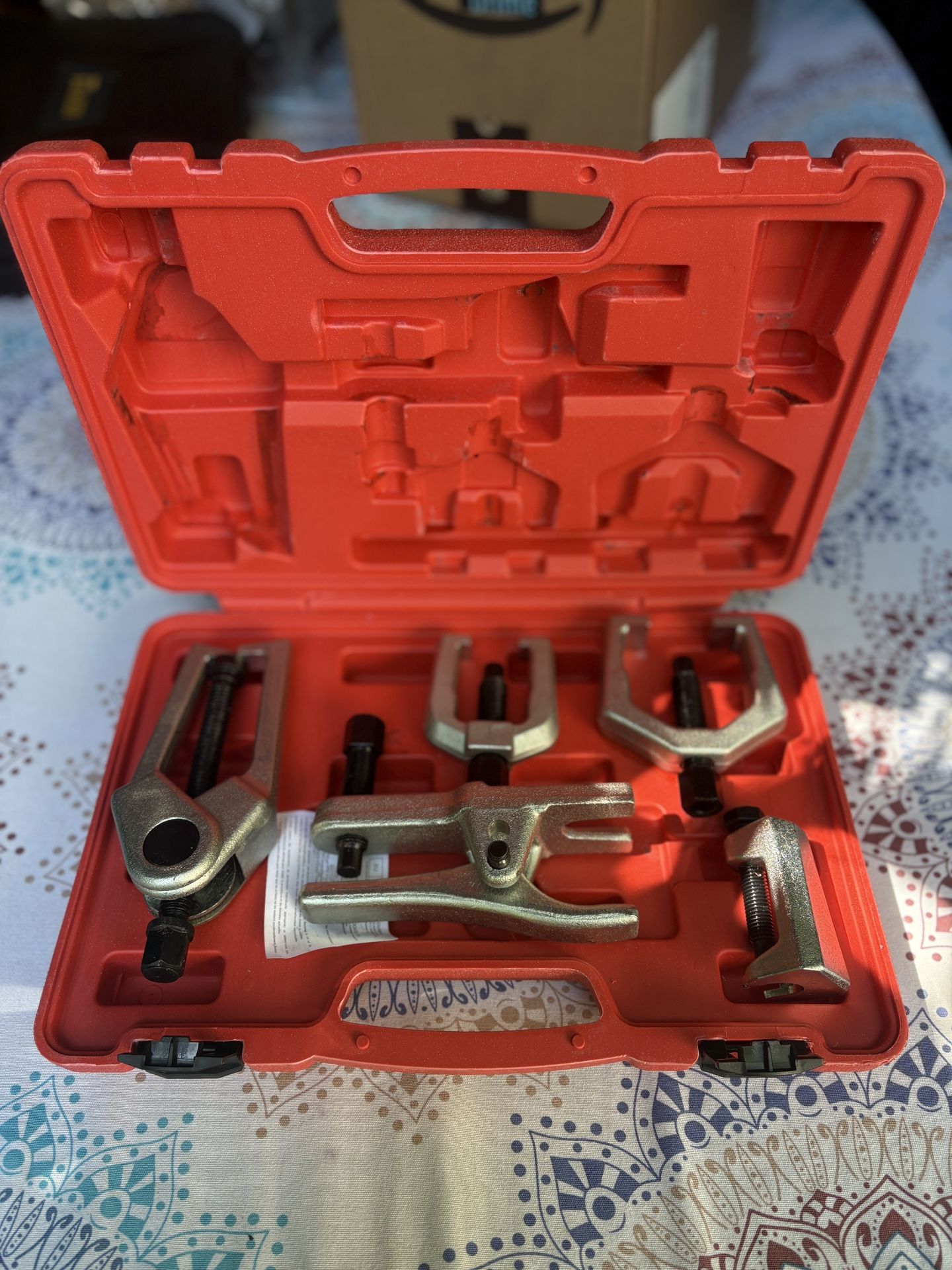 5pcs Professional Front End Service Tool Kit, Pitman Arm Puller, Ball Joint Separator Tie Rod Remover Tool
