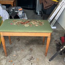 Vintage Piano/music Bench Home Made Knit Cusion