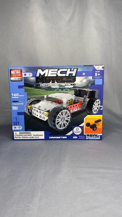 Metal Tech Mech Motors Dragster 160 Parts Motorized Metal STEM Engineering Toy Kit