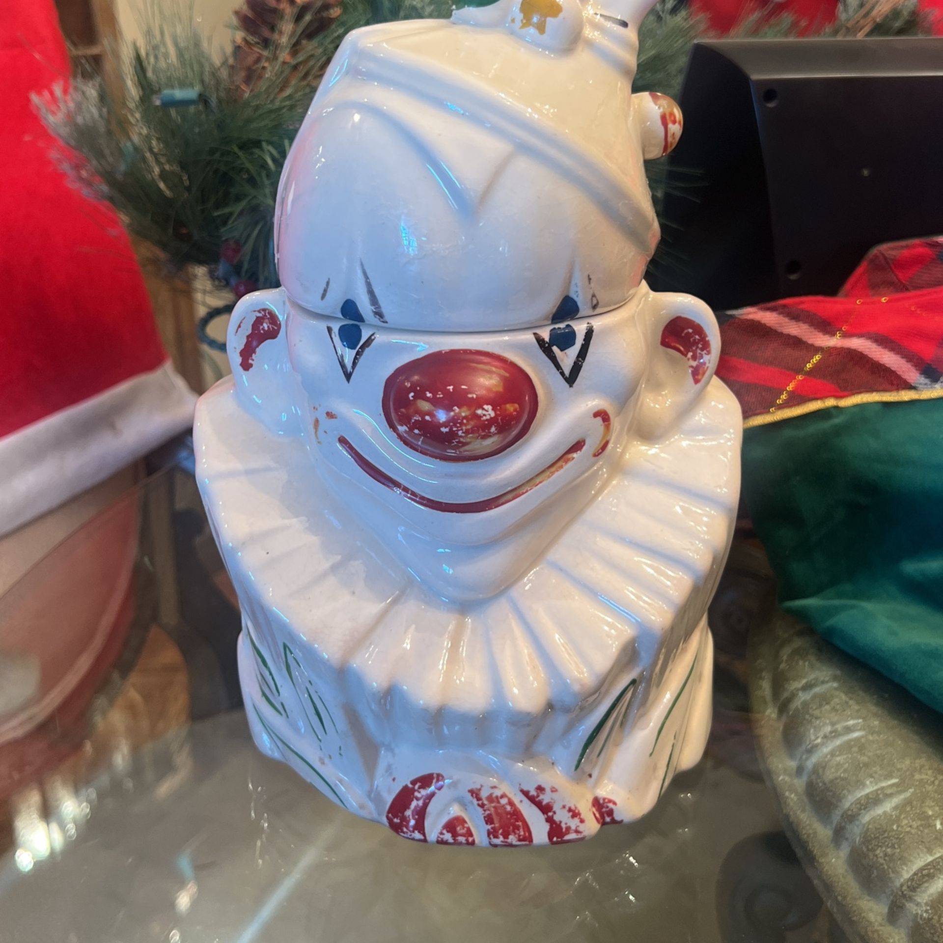 Vintage 1940’sMcCoy Clown Head Cookie Jar W/ExcOrg Cold Paint Decorations